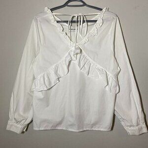 Pixie Market Ruffle Lace White Blouse